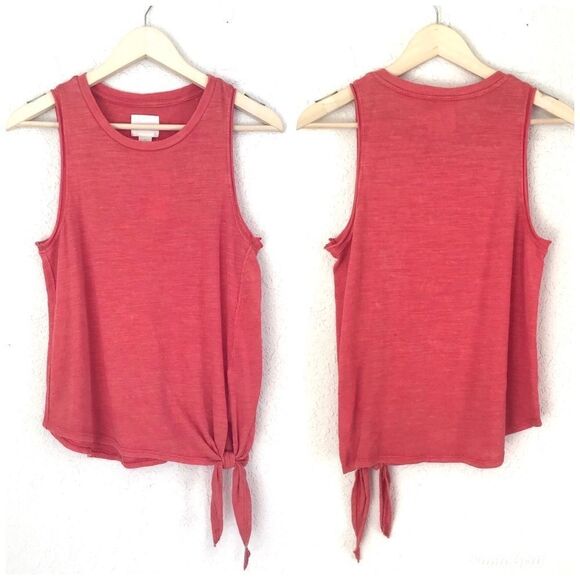 MAEVE Knotted Tank Top‎ Sleeveless Side Tie Burnout Anthro Faded Red XS New - Picture 2 of 7